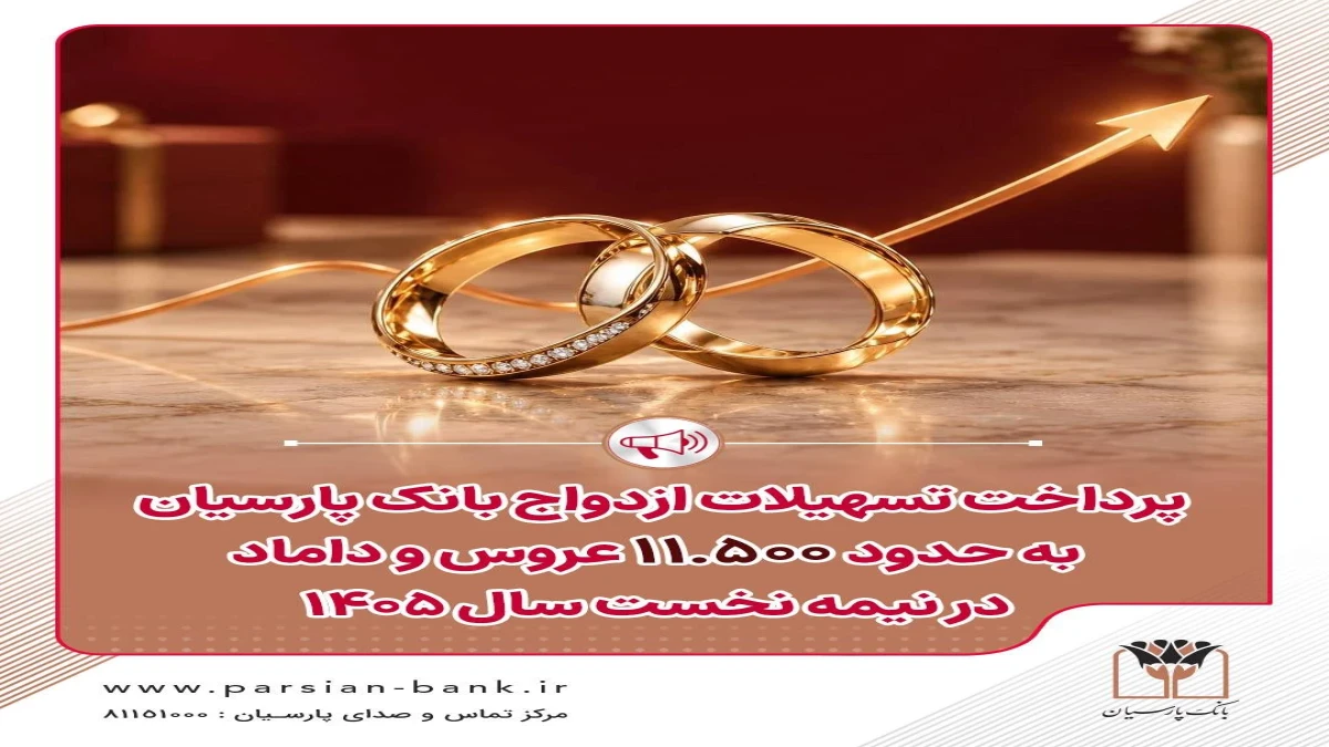 پرداخت تسهیلات ازدواج بانک پارسیان به حدود 11 هزار و 500 عروس و داماد در نیمه نخست سال 1405